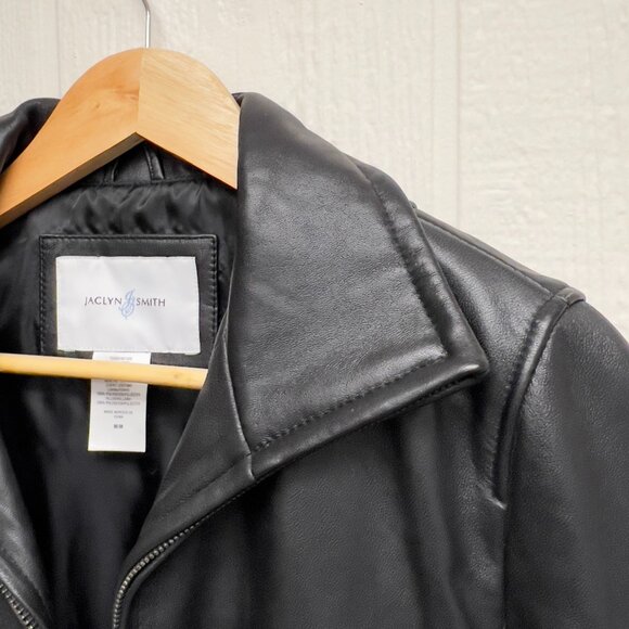 Vintage y2k Minimalist Leather Jacket Black Medium - Picture 4 of 9